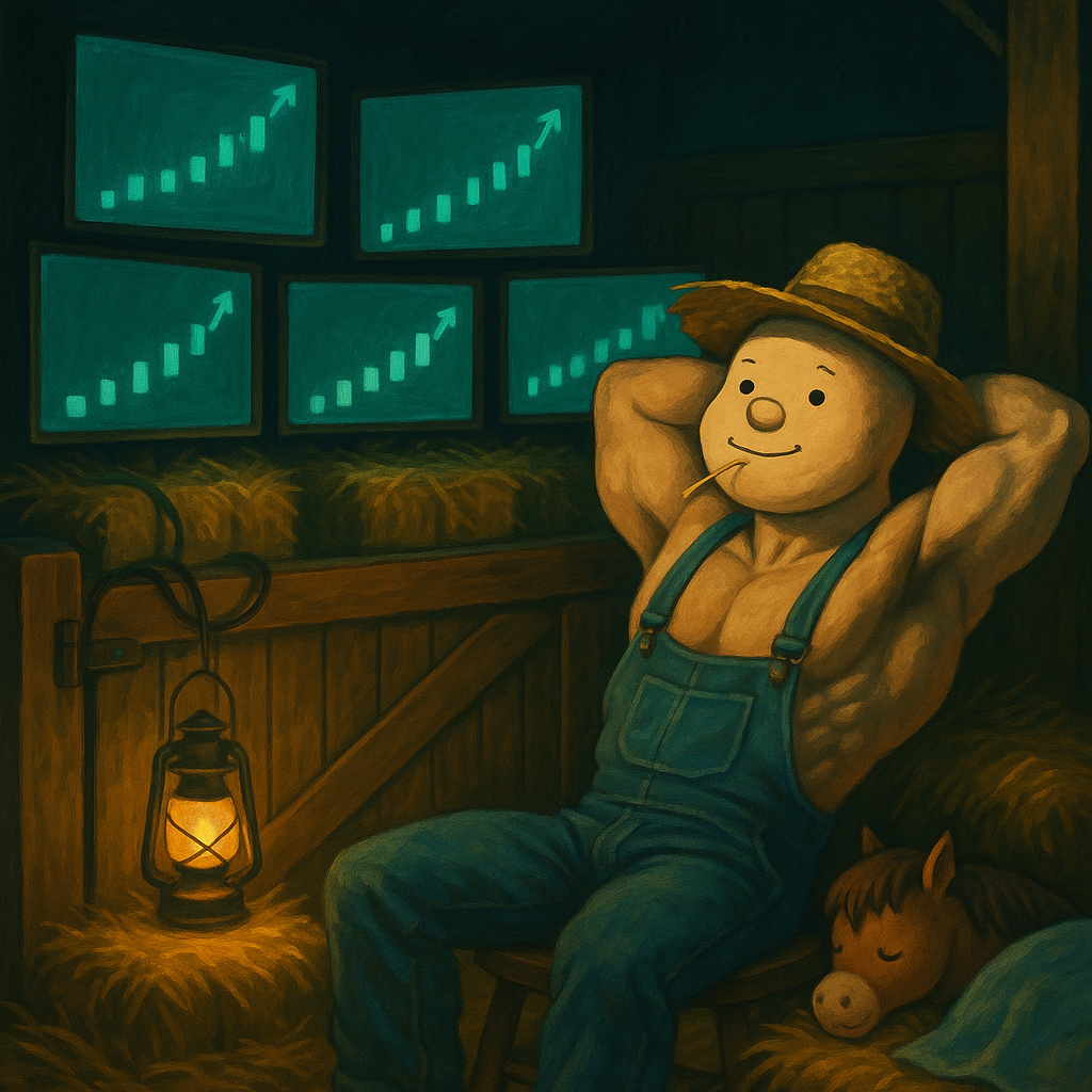 The stable boy manning the trading stall.